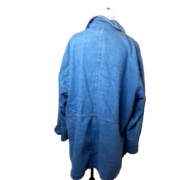 Vintage  90's Bill Blass Womens Sz 24W Distressed Blue Denim Jean Jacket Pockets - Picture 5 of 11